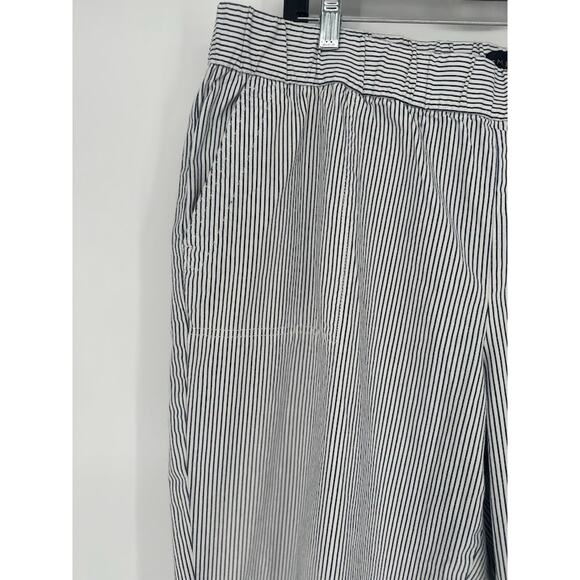 Talbots Pull On Striped Crop Pants Size 2X White Grey Classic Nautical Office - Picture 2 of 9